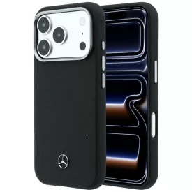   iPhone 17 Pro Max Tok - Mercedes Leather Semi Wrap Grill Pattern MagSafe - Fekete