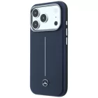 iPhone 17 Pro Tok - Mercedes Leather Semi Wrap Iconic Line MagSafe - Kék