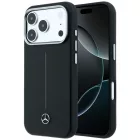 iPhone 17 Pro Max Tok - Mercedes Leather Semi Wrap Iconic Line MagSafe - Fekete