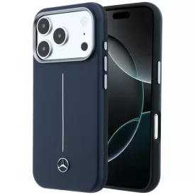   iPhone 17 Pro Max Tok - Mercedes Leather Semi Wrap Iconic Line MagSafe - Kék