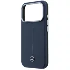 iPhone 17 Pro Max Tok - Mercedes Leather Semi Wrap Iconic Line MagSafe - Kék