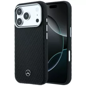   iPhone 17 Pro Tok - Mercedes Leather Semi Wrap Wood Effect MagSafe - Fekete