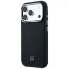 iPhone 17 Pro Tok - Mercedes Leather Semi Wrap Wood Effect MagSafe - Fekete