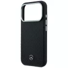 iPhone 17 Pro Tok - Mercedes Leather Semi Wrap Wood Effect MagSafe - Fekete