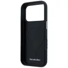 iPhone 17 Pro Tok - Mercedes Leather Semi Wrap Wood Effect MagSafe - Fekete