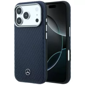   iPhone 17 Pro Max Tok - Mercedes Leather Semi Wrap Wood Effect MagSafe - Kék