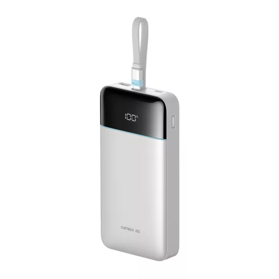 Cuktech LPB252N Power Bank 25000mAh 120W Beépített USB-C Kábellel - Fehér