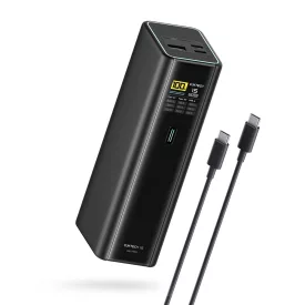   Cuktech PB200U Power Bank 20000mAh 210W - 2x USB-C + USB-A TFT Kijelzővel és 240W USB-C Kábellel - Fekete