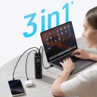 Cuktech PB200U Power Bank 20000mAh 210W - 2x USB-C + USB-A TFT Kijelzővel és 240W USB-C Kábellel - Fekete