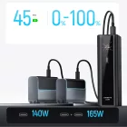 Cuktech PB200U Power Bank 20000mAh 210W - 2x USB-C + USB-A TFT Kijelzővel és 240W USB-C Kábellel - Fekete