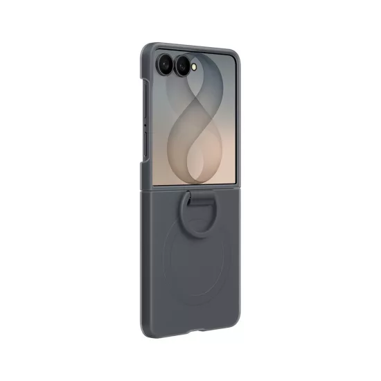 Samsung Galaxy Z Flip 8 Tok - Samsung Silicone Ring Magnet Cover - Fekete