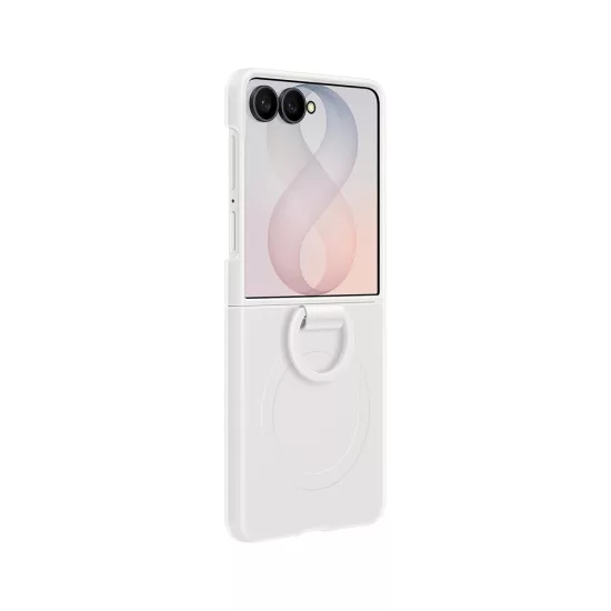 Samsung Galaxy Z Flip 8 Tok - Samsung Silicone Ring Magnet Cover - Fehér