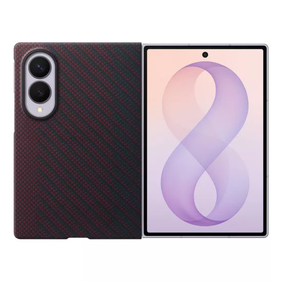 Samsung Galaxy Z Fold 8 Tok - Samsung Carbon Magnet + 2x Tükröződésgátló Film - Piros