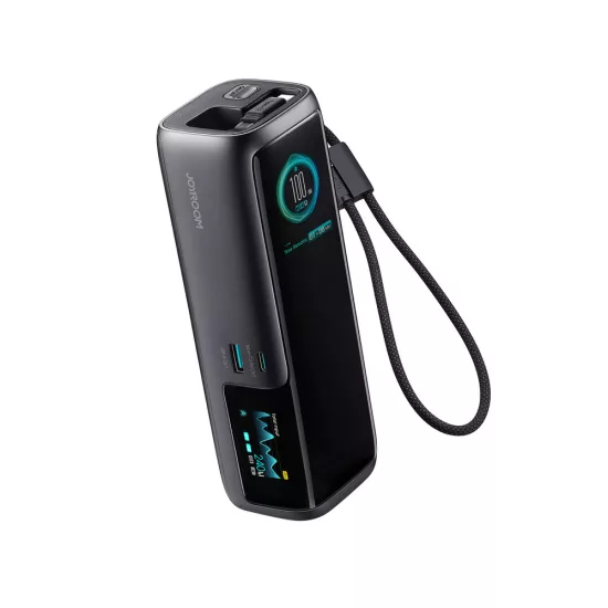 Joyroom PODIX PR70 Power Bank 25000mAh 240W - Két Beépített USB-C Kábellel és Két TFT Kijelzővel - Szürke