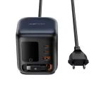 Acefast Z10 GaN Asztali Töltő 100W - 3xUSB + Visszahúzható USB-C Kábellel és TFT Kijelzővel - Fekete