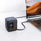 Acefast Z10 GaN Asztali Töltő 100W - 3xUSB + Visszahúzható USB-C Kábellel és TFT Kijelzővel - Fekete