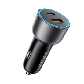 Acefast B21 Autós Töltő 75W - USB-C + USB-A - Fekete