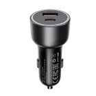 Acefast B21 Autós Töltő 75W - USB-C + USB-A - Fekete