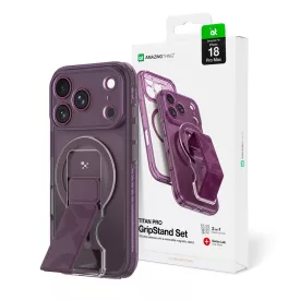   iPhone 18 Pro Max Tok - AmazingThing Titan Pro GripStand Set - Lila