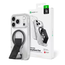   iPhone 18 Pro Max Tok - AmazingThing Titan Pro GripStand Set - Átlátszó