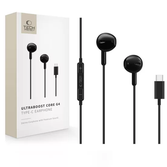 Tech-Protect Ultraboost Core G4 USB-C Vezetékes Fülhallgató - Fekete
