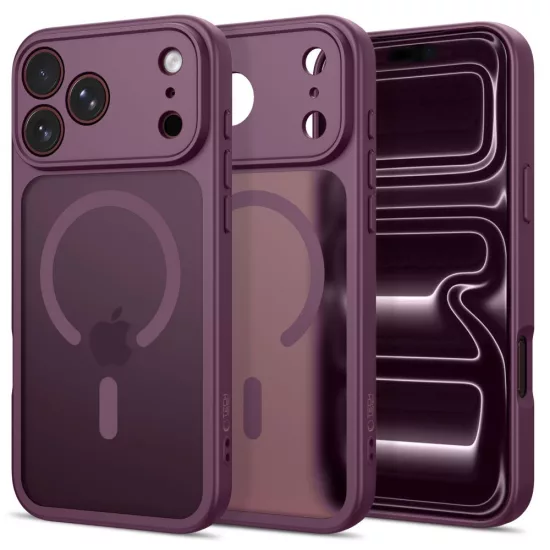 iPhone 17 Pro Max / 18 Pro Max Tok - Tech-Protect BasicMag MagSafe - Áttetsző-Bordó