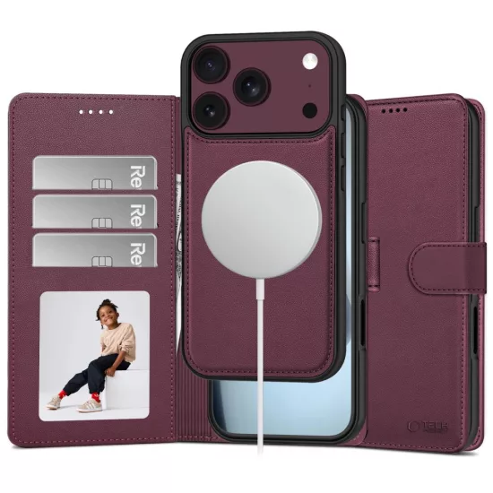 iPhone 17 Pro / 18 Pro Tok - Tech-Protect Wallet MagSafe - Bordó