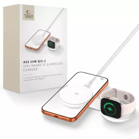   Tech-Protect A55 2in1 MagSafe 25W QI2.2 Vezeték Nélküli Töltő + C-C Kábel - Fehér