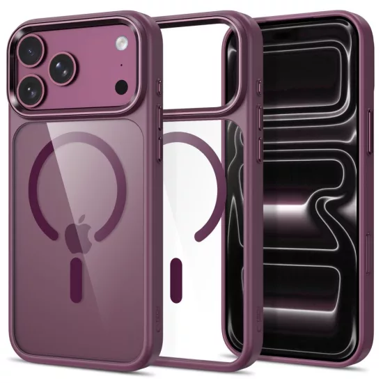 iPhone 17 Pro / 18 Pro Tok - Tech-Protect Magmat Magsafe CC - Átlátszó-Bordó