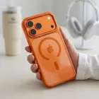 iPhone 17 Pro Max / 18 Pro Max Telefonok - Tech-Protect Magmat Magsafe CC - Átlátszó-Narancs