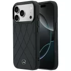 iPhone 17 Pro / 18 Pro Tok - Mercedes Leather Crossed Lines MagSafe - Fekete