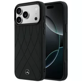   iPhone 17 Pro Max / 18 Pro Max Tok - Mercedes Leather Crossed Lines MagSafe - Fekete