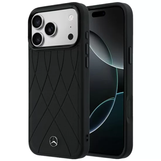 iPhone 17 Pro Max / 18 Pro Max Tok - Mercedes Leather Crossed Lines MagSafe - Fekete