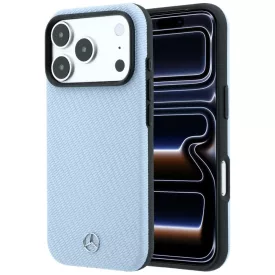   iPhone 17 Pro / 18 Pro Tok - Mercedes Leather Semi Wrap Wood Effect MagSafe - Kék
