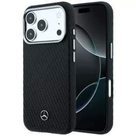   iPhone 17 Pro Max - 18 Pro Max Tok - Mercedes Leather Semi Wrap Wood Effect MagSafe - Fekete