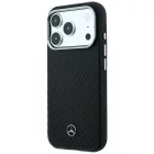 iPhone 17 Pro Max - 18 Pro Max Tok - Mercedes Leather Semi Wrap Wood Effect MagSafe - Fekete