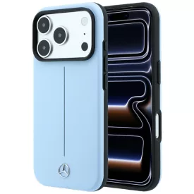   iPhone 18 Pro Max / 17 Pro Max Tok - Mercedes Leather Semi Wrap Iconic Line MagSafe - Kék