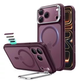   iPhone 18 Pro / 17 Pro Tok - ESR Classic Hybrid Kickstand MagSafe - Áttetsző-Bordó