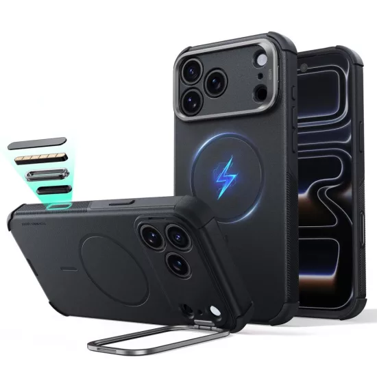 iPhone 18 Pro Max / 17 Pro Max Tok - ESR Cyber Tough Kickstand MagSafe - Fekete
