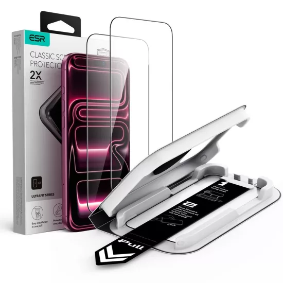 iPhone 18 Pro / 17 Pro Kijelzővédő Üvegfólia - ESR UltraFit Classic - Fekete x 2 db