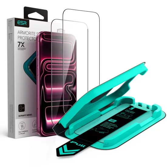 iPhone 18 Pro Max / 17 Pro Max Kijelzővédő Üvegfólia - ESR UltraFit Armorite - Fekete x 2 db