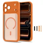 iPhone 18 Pro Max / 17 Pro Max Tok - Tech-Protect MagPeak MagSafe CC - Áttetsző-Narancs