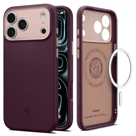 iPhone 18 Pro Max Tok - Spigen Nano Pop MagSafe - Bordó