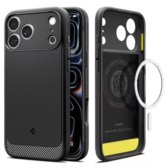 iPhone 18 Pro / 17 Pro Tok - Spigen Rugged Armor MagSafe - Fekete