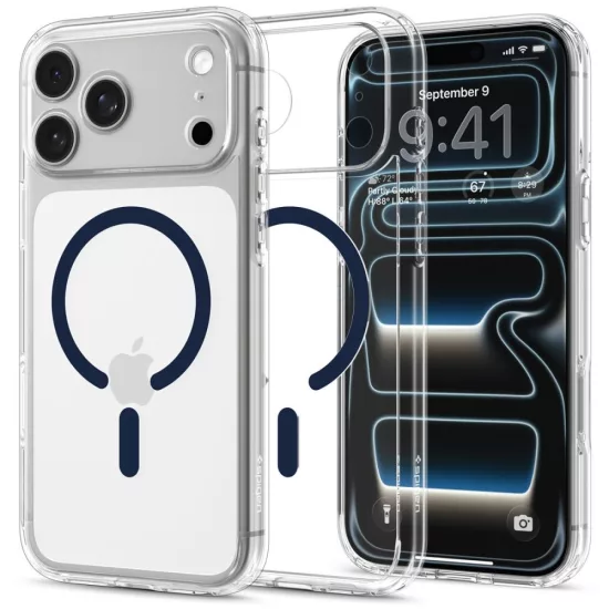 iPhone 18 Pro Max / 17 Pro Max Tok - Spigen Ultra Hybrid MagSafe - Átlátszó-Kék