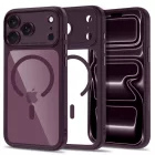 iPhone 18 Pro Max / 17 Pro Max Tok - Tech-Protect MagPeak MagSafe CC - Átlátszó Bordó