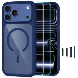   iPhone 18 Pro Max / 17 Pro Max Tok - Tech-Protect MagOne MagSafe CC + 2x Kijelzővédő Üvegfólia - Sötétkék