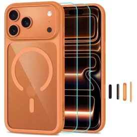   iPhone 18 Pro Max / 17 Pro Max Tok - Tech-Protect MagOne CC MagSafe + 2x Kijelzővédő Üvegfólia- Átlátszó Narancs