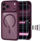 iPhone 18 Pro Max / 17 Pro Max Tok - Tech-Protect MagOne CC MagSafe + 2x Kijelzővédő Üvegfólia - Átlátszó Bordó