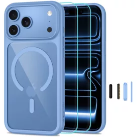   iPhone 18 Pro Max / 17 Pro Max Tok - Tech-Protect MagOne CC MagSafe + 2x Kijelzővédő Üvegfólia - Átlátszó Kék